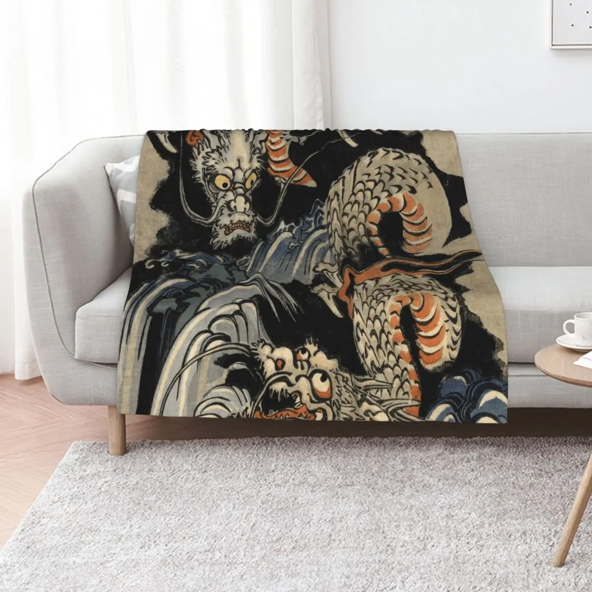 Utagawa Kuniyoshi - Dragons Throw Blanket Bed covers Retros manga Weighted For Decorative Sofa Winter beds Blankets