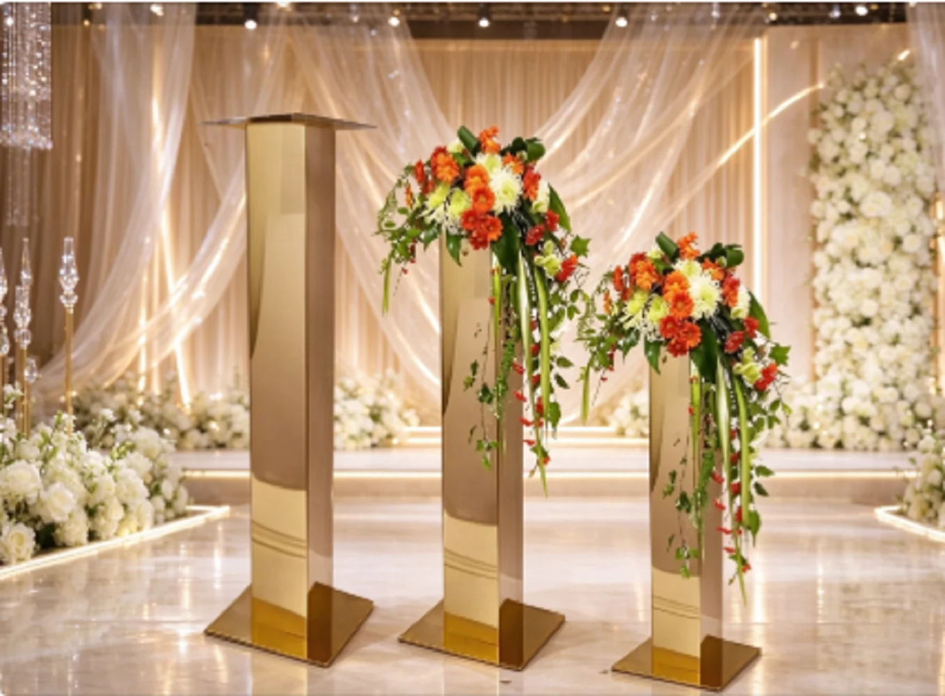 Geometric Metal Wedding Centerpiece Vase Holder Flower Stand for Table Aisle Runner Ceremony Party Decoration Tall 60/80/100cm