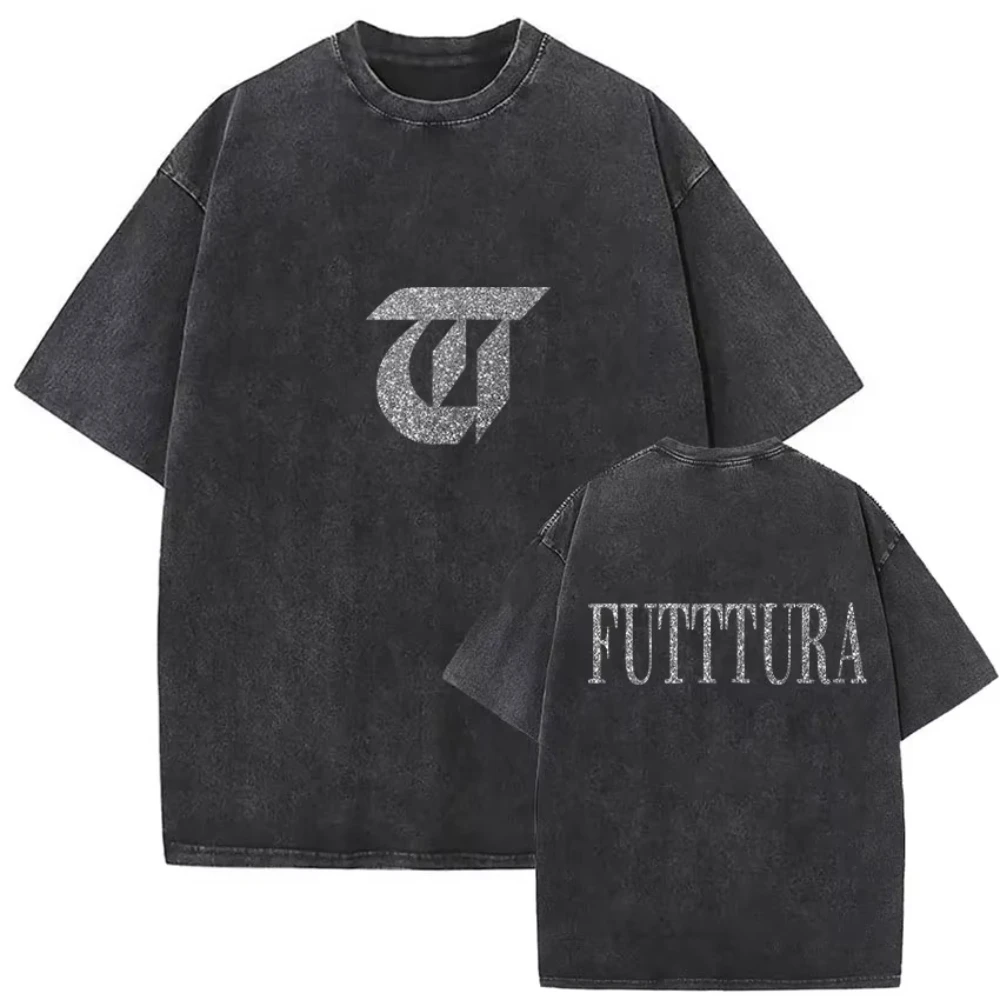 Singer Tini Stoessel Futtura Album Graphic T Shirts Men Women Fashion Vintage Washed Oversized T-shirt Fans Gift Streetwear