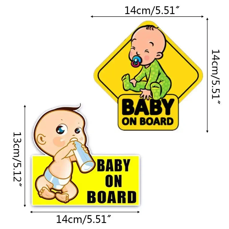 Reflective Baby On Board Sticker For Car 2Pcs Kids Safety Reflective Vehicle Car Signs Waterproof Self Adhesive Warning Stickers