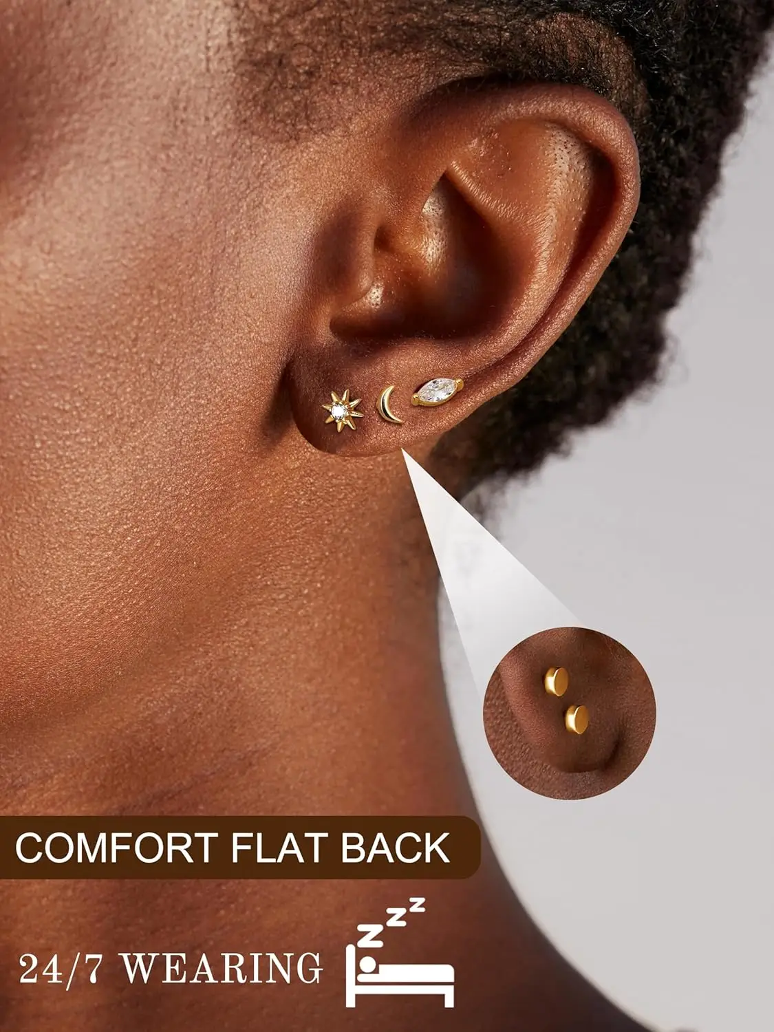 14K الذهب شقة عودة وأقراط للنساء الرجال لذيذ الجراحية الصلب تشيكوسلوفاكيا أوبال الغضروف اللولب متعددة ثقب مجموعات مجوهرات