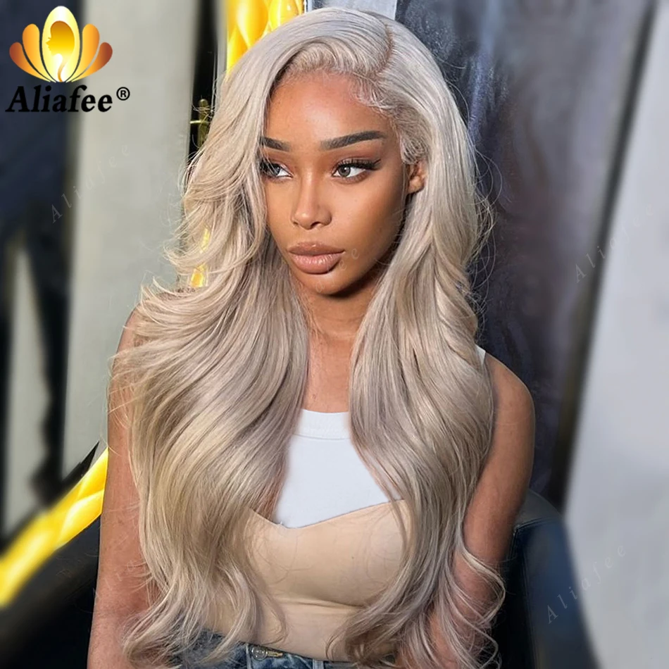 Ash Gray Blonde 13X6 Hd Lace Frontal Human Hair Wigs Body Wave Wigs Ash Gray Preplucked 13X4 Lace Front Human Hair Wig for Women