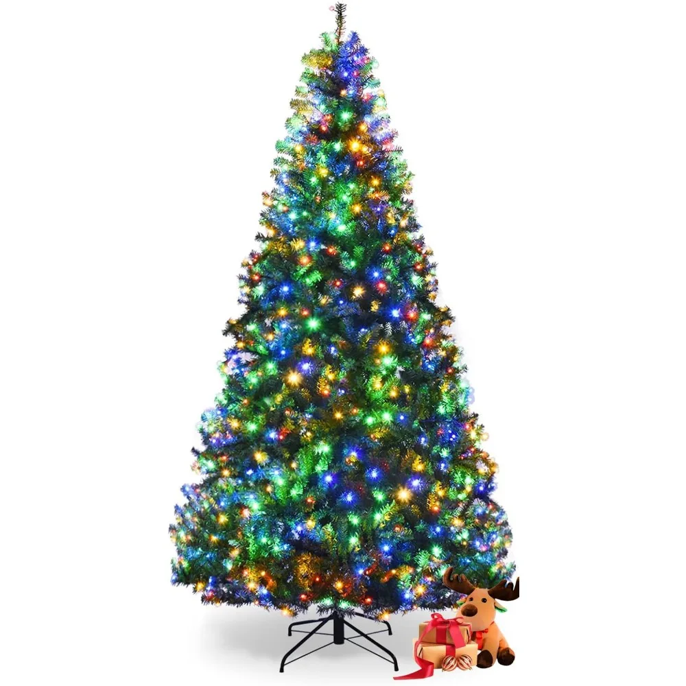 

PreLit Christmas Tree, Xmas Tree with 2128 PVC Branch, 750 Pre-Strung Dual-Colored LED Lights, 11 Lighting Modes & Foldable Base
