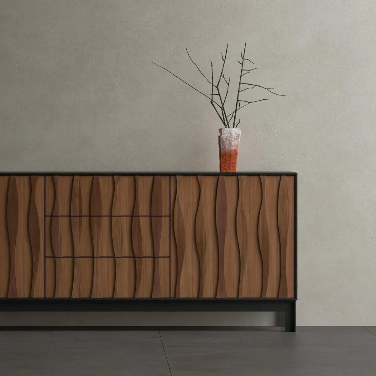 

Nordic solid wood dining side cabinet wabi sandy wind log storage locker