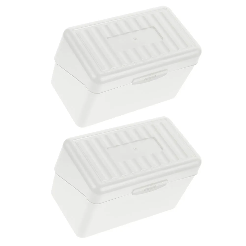 

2Pcs Notes Box Business Card Holder Desktop Organizer for Cards Plastic Storage Case Office Accessory MultiFunction