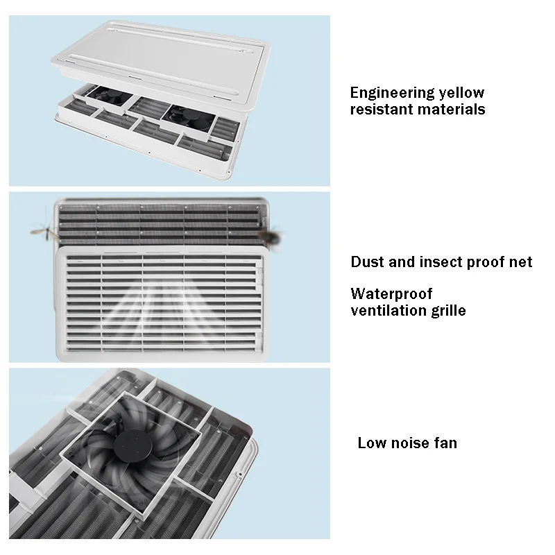 12V Ventilation Fan Side Vent Exhaust Fan 2 Way Inlet Outlet Exhaust Air Blower Side Mount for Trailer Caravan Yacht