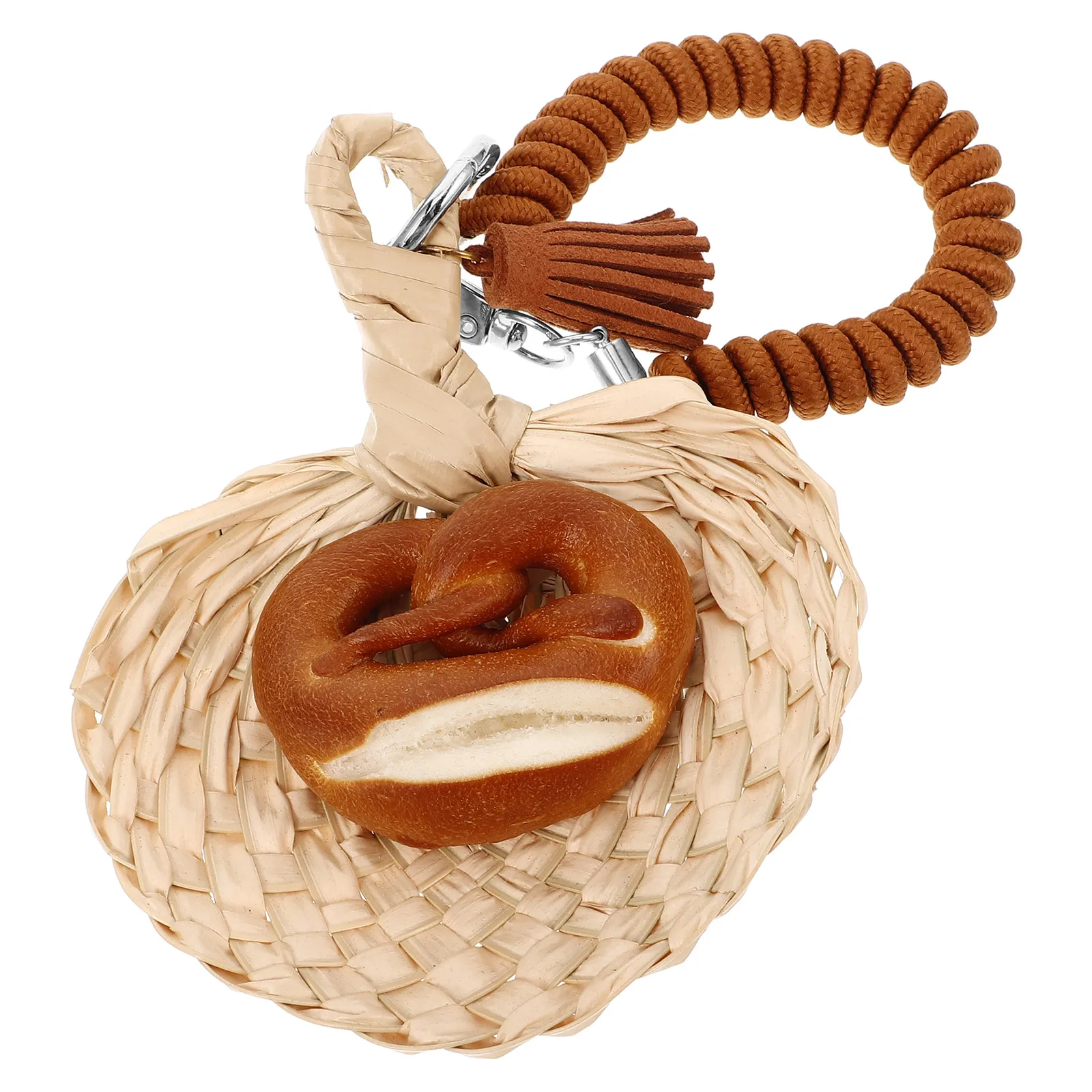

Bread Keychain Handmade Car Mirror Decoration Mini Food Ornament Christmas Charm Auto Rearview Wooden Swinging Gift House