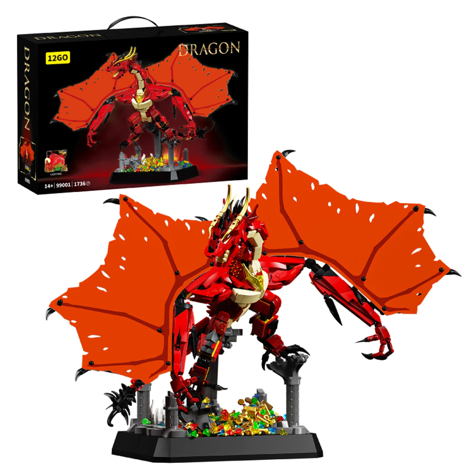 

Технический огонь дракон, волшебный миф, модель животного, знаменитая модель строительных блоков из фильмов, креативные настольные украшения «сделай сам» для детей