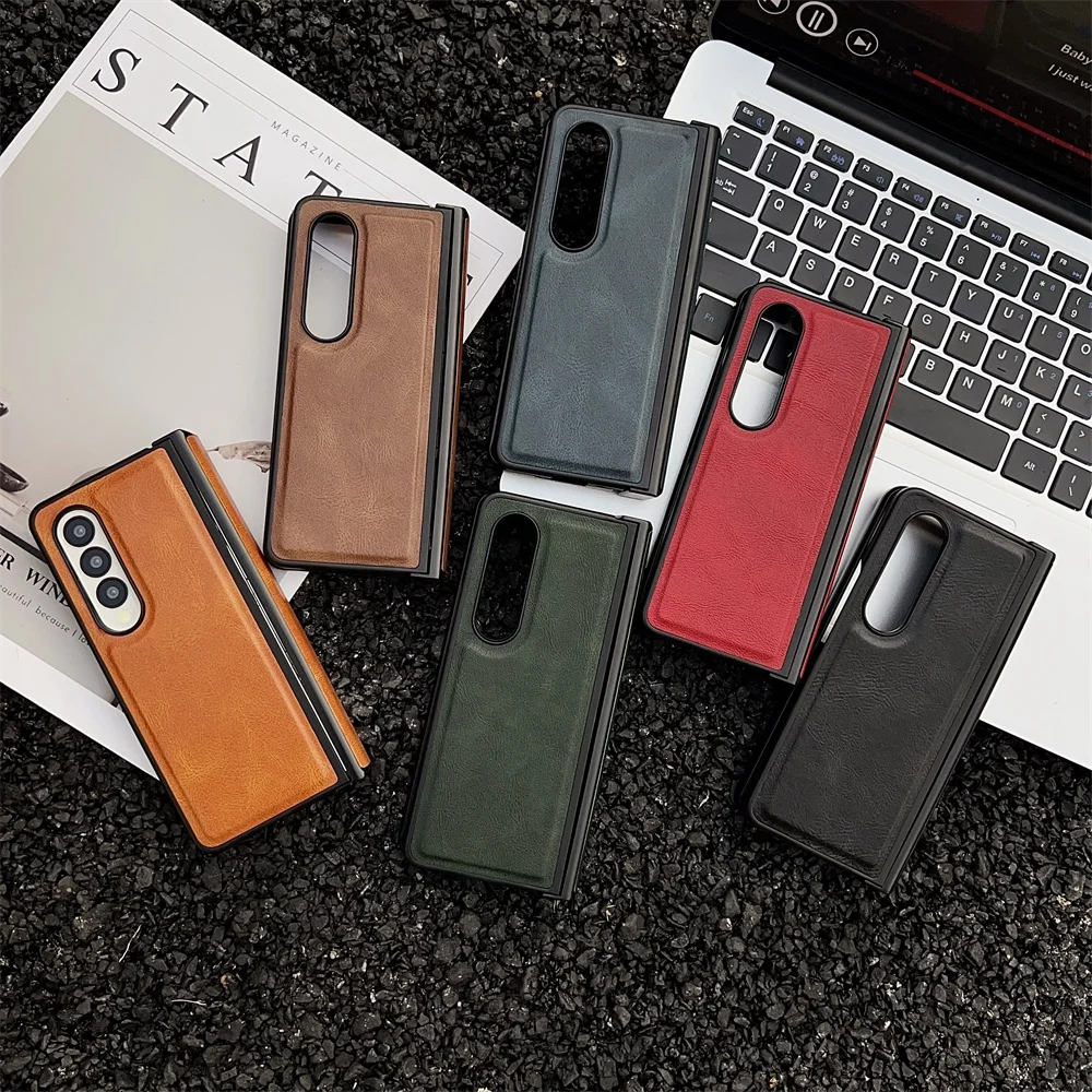 Business PU Leather Case For Samsung Galaxy Z Fold 7 6 5 4 Detachable Medium Axis Protection Mobile Phone Cover