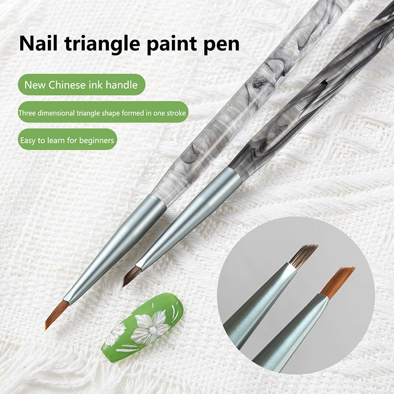 Triangular Nail Brush Nail Art Design Tip Painting Drawing Carving Dotting Pen FlatFan Liner Acrylic Gel UV Polish Manicure Tool