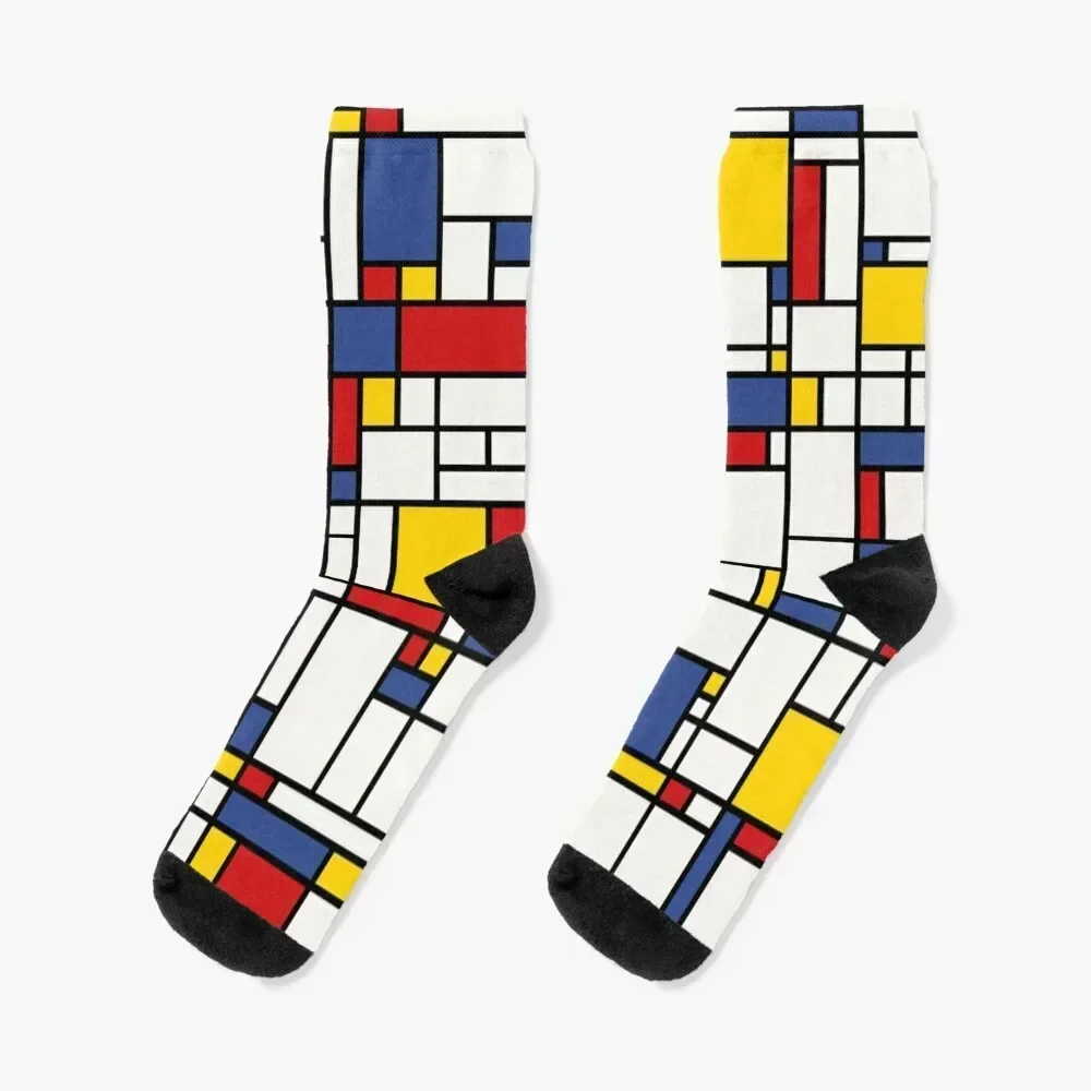 

Piet Mondrian Abstract Pop Art 1960s Red Blue Yellow Rectangles Socks luxury Toe sports Boy Socks Women's