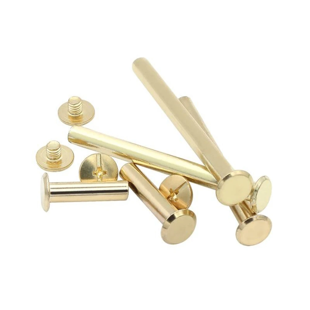 250PCS Acciaio al carbonio Rivetti placcati in rame Rivetto M5 Libro dei conti Rivetti di testa Viti Album fotografico Calendario Chiodi Rivetti per rilegatura