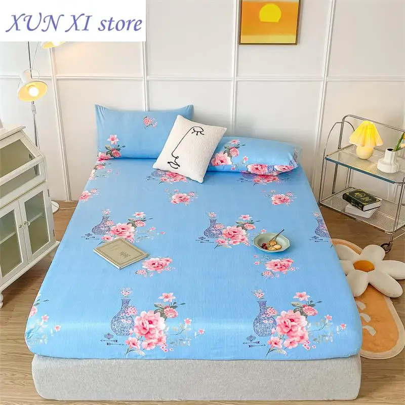 New Brushed Mattress Cover with Pillowcase Single Size Fitted Sheet for Home tampa de Full/Queen/King Size Bed Sheets Set