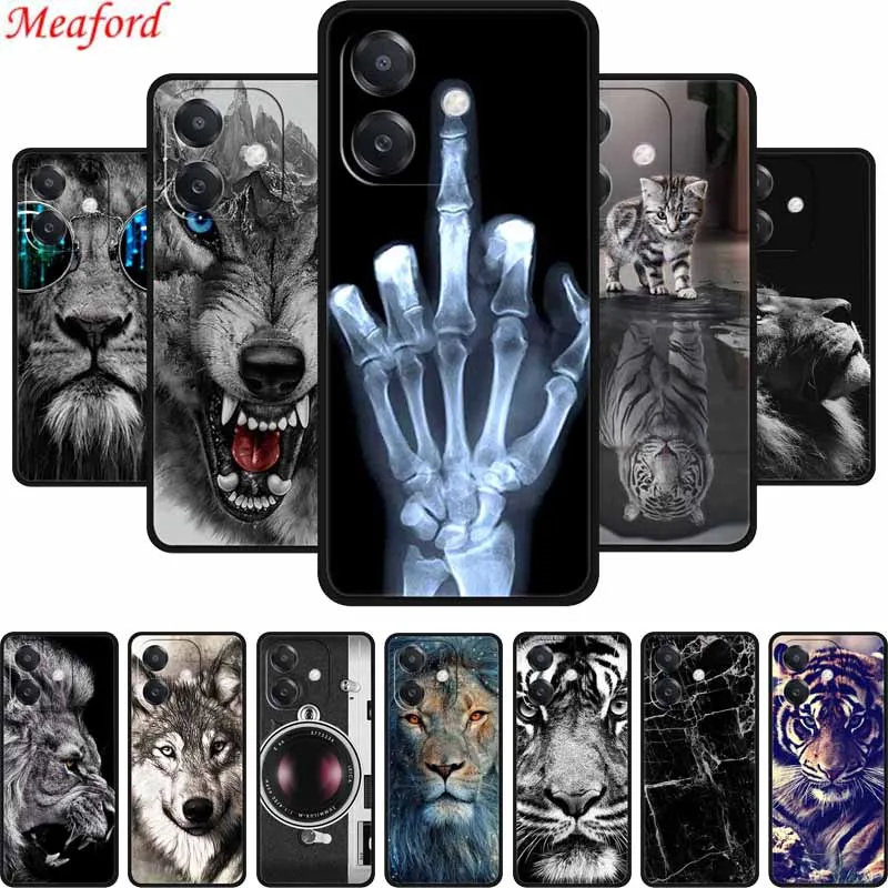 For OPPO A3x Case A 3 x Cool Animal Black Silicone Soft Back Cover Case For OPPO A3 / A3x Phone Case Cover A3 x A 3x 6.67