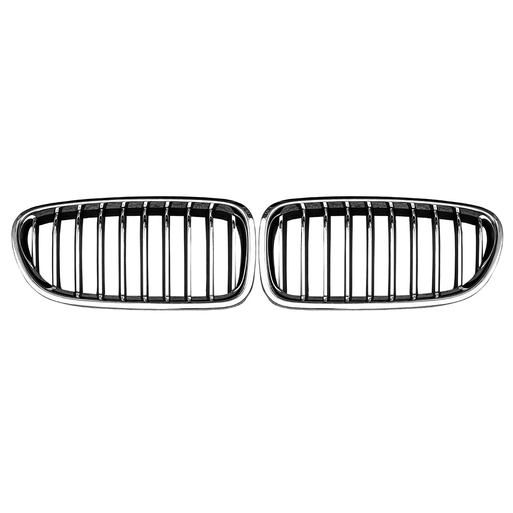 2Pcs Car Front Hood Kidney Grille Grill Mesh Chrome Racing Grills for 5 Series F10/F11 M5 520I 523I