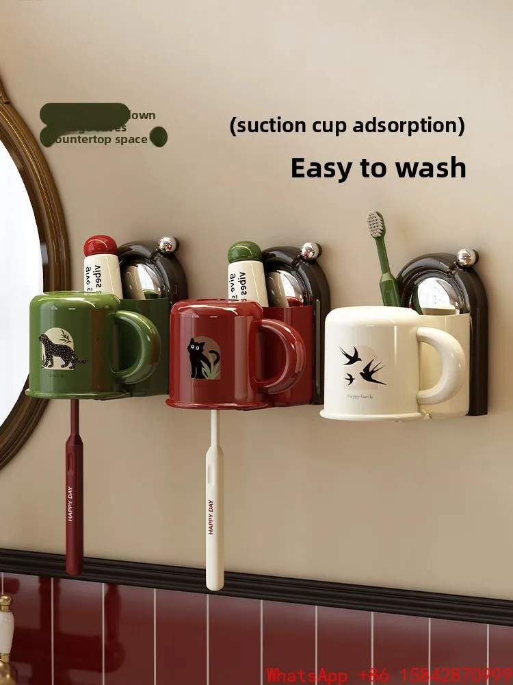 

Wall-mounted non-punching magnetic chuck toothbrush rack