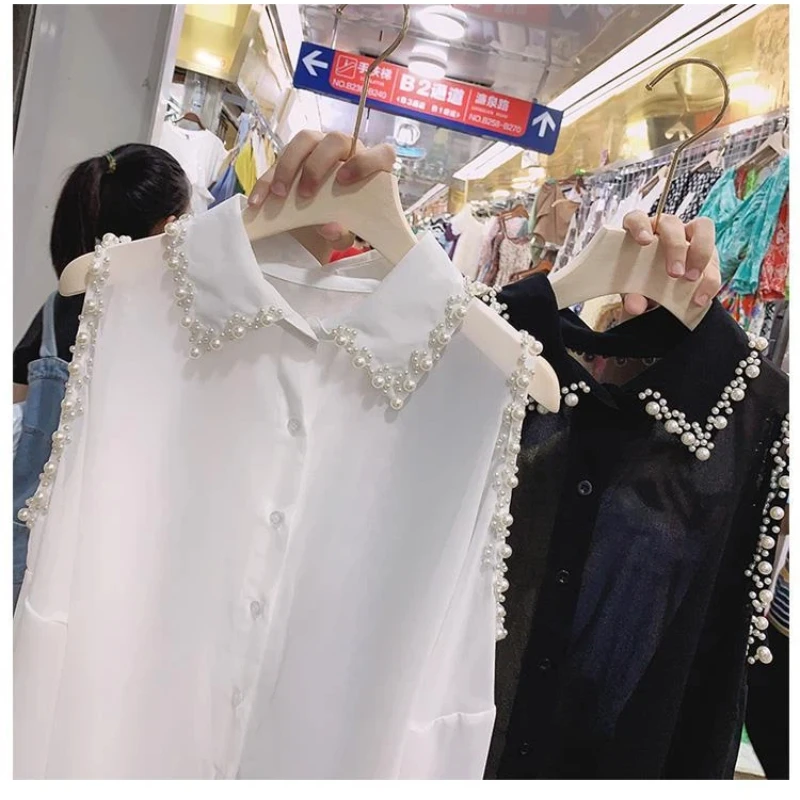 Women Clothing Y2K Chiffon Loose Off Shoulder Blouse Spring Summer Polo Neck Hollow Out Solid Sexy Shirt Tops Vintage Fashion