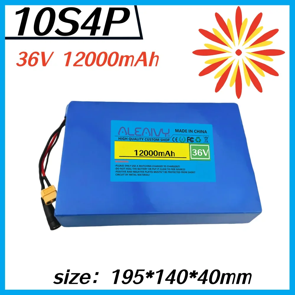 10S4P 36V 12000mAh Li-ion Battery Pack with BMS for 500W  Skateboard, Ultra High Capacity Rechargeable Battery for Commuting