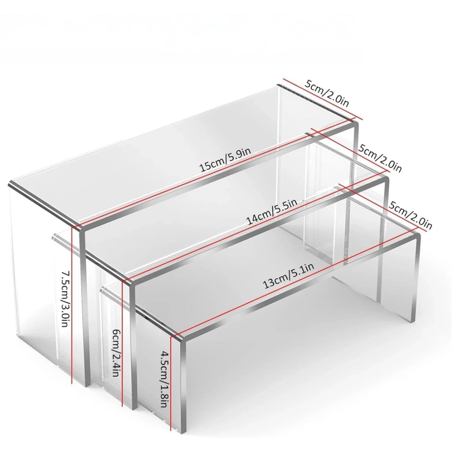 3 Teile/satz Klar Acryl Display Stand Schmuck Schaufenster Lagerung Rack Regal Halter Spielzeug Auto Modell Geldbörse Parfüm Display-ständer – Detail 6
