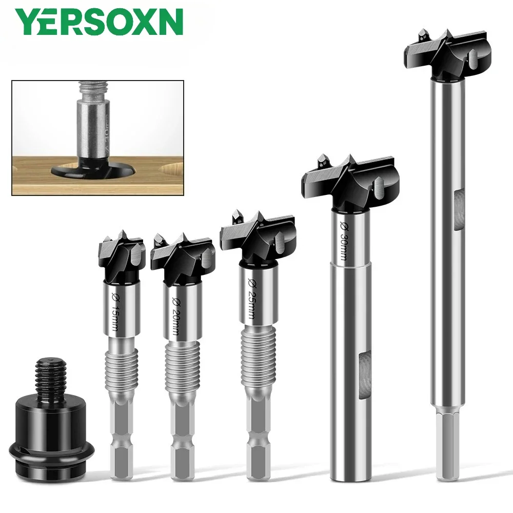 1Pc Woodworking Hole Saw Opener External Thread Flat Wing Drill Reaming Drill Limit Board Hand Drill Forstner Drill Bit Extended