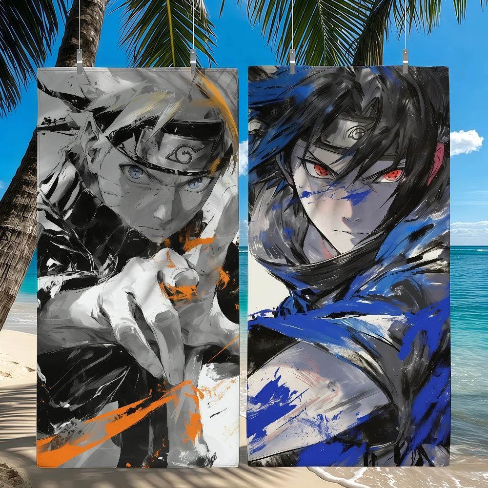 Anime N-NARUTO Ink wash painting style Towel Quick Drying Beach Towels Are Suitable For Swimming Pools Camping Yoga And The Gym