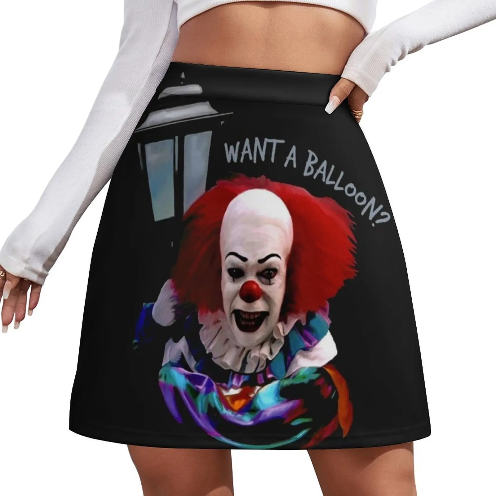 

Red want a balloon clown fear horror halloween Mini Skirt dresses for prom festival outfit women Korean clothing Summer skirt