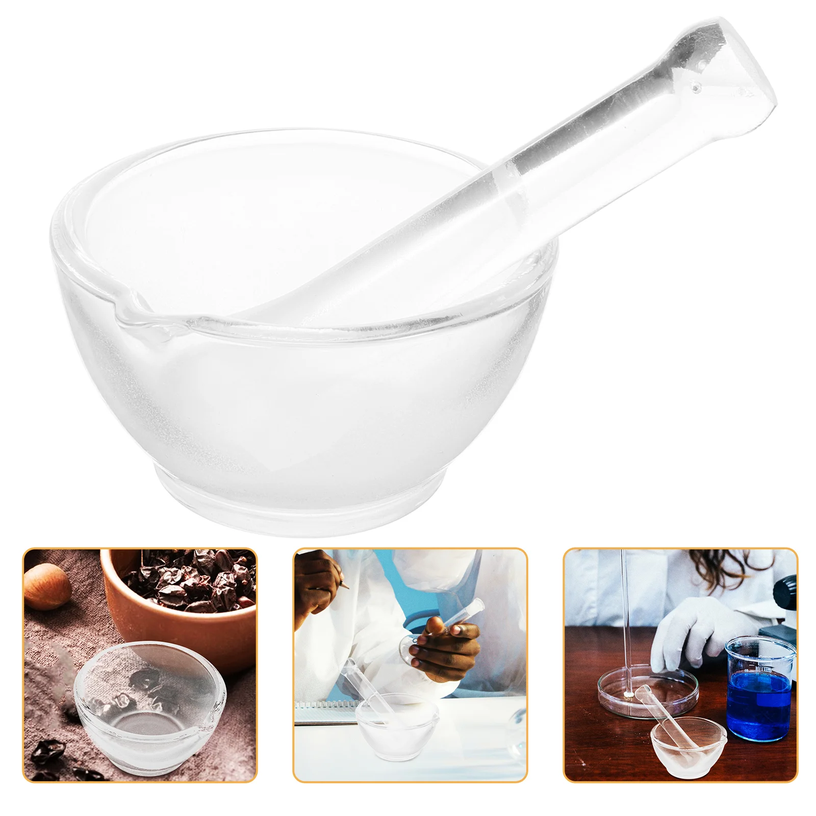 Blenders Crush Pot for Laboratory Chemical Glass Instrument Medicine Masher Grinding Bowl Pills Household Pestle