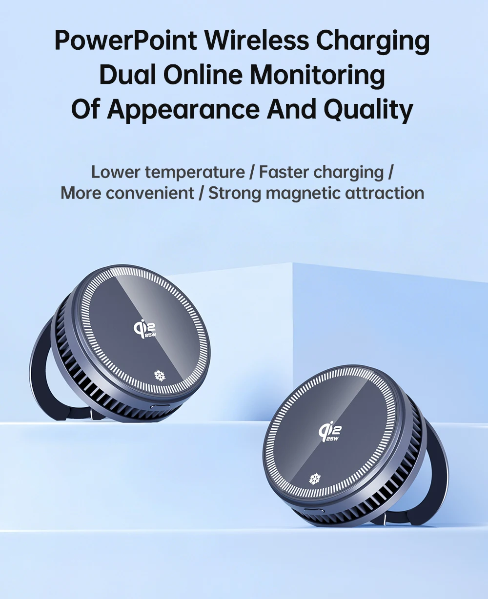 QI2 Magnetic Stand Refrigeration Wireless Charger 25W Fast Charging Ice Cooling MacSafe Car Phone Holder Bracket For Phone