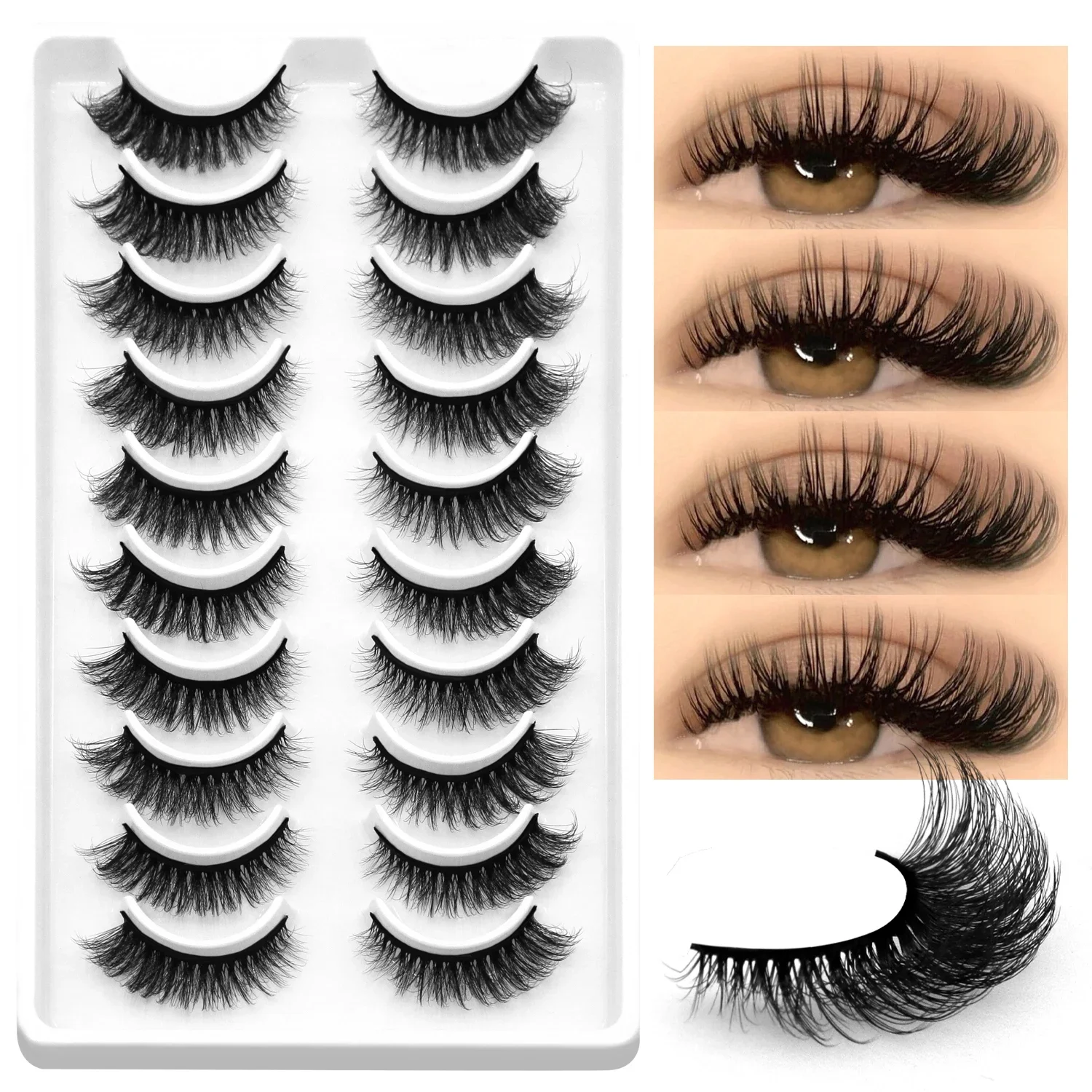 Fluffy Eyelashes Natural False Lashes 3D Faux Mink Lashes Fluffy Soft Cross Short Wispy Eyelash Extension Makeup