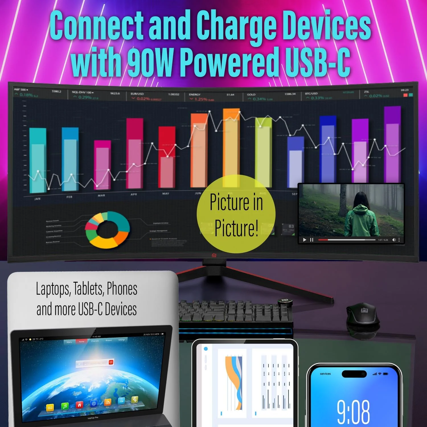 Monitor Nano IPS ultra-amplo curvo de 40 polegadas, 5120x2160 5K2K, 21:9, HDR10, AdaptiveSync, 100% sRGB, HDMI 2.0, DP, USB-C