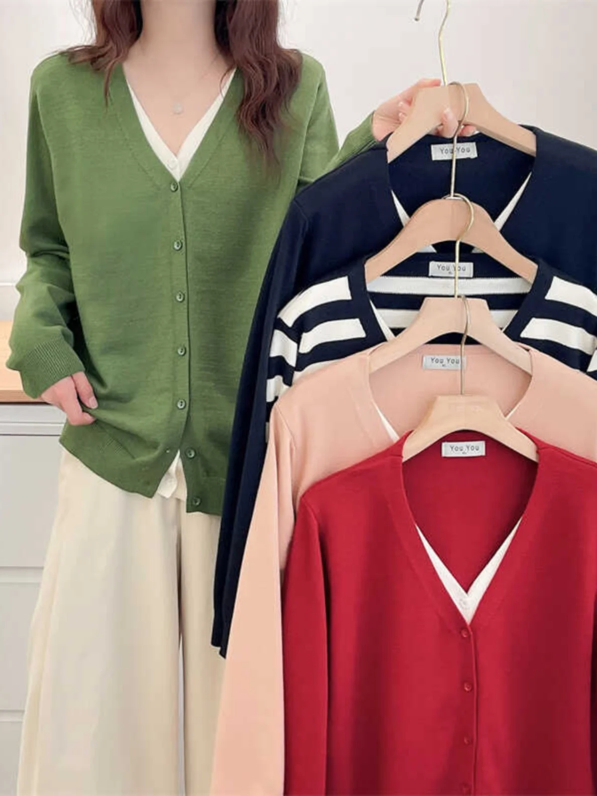 

plus Size Women's Knitted Open Cardigan V-Neck Loose Top Sweater Outerwear Spring Autumn New Style Korean Style Polyester Fiber