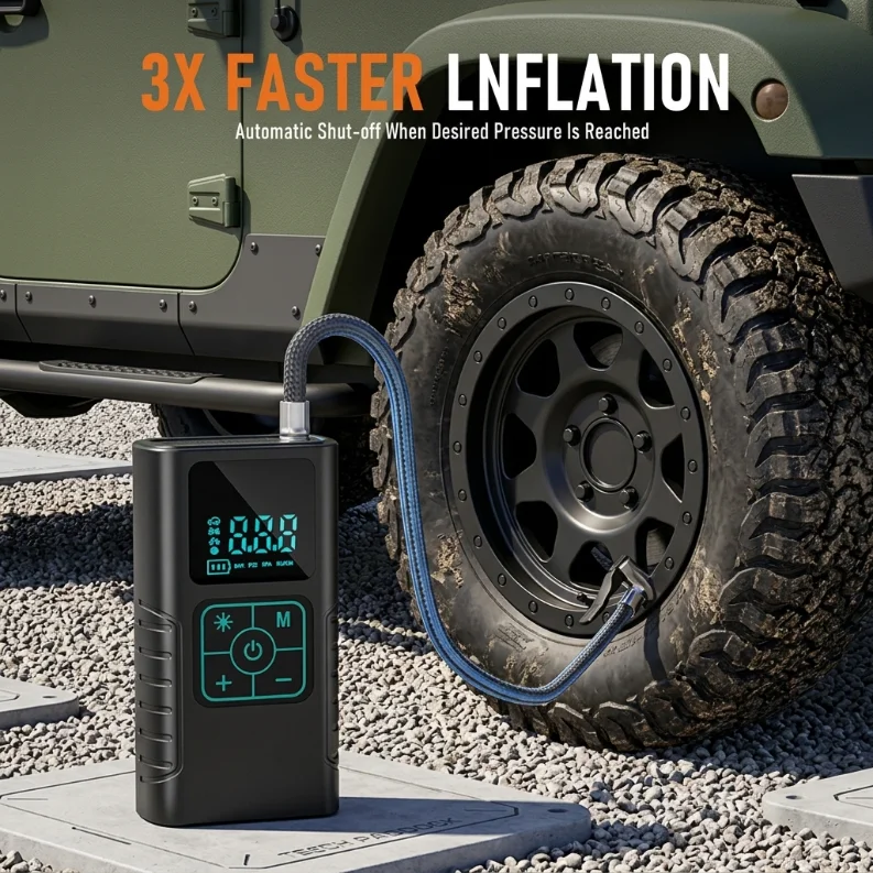Wireless Portable Car Air Compressor Pump Digital Display Electric Tire Inflator For Motorcycle Bicycle Auto Tyre Ball Lighting