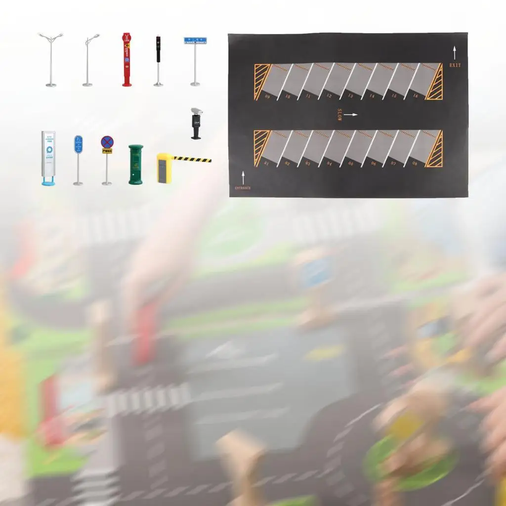 1:64 Large Parking Lots Mat Model Car Diecast Garage Miniature Car Models Show Style F