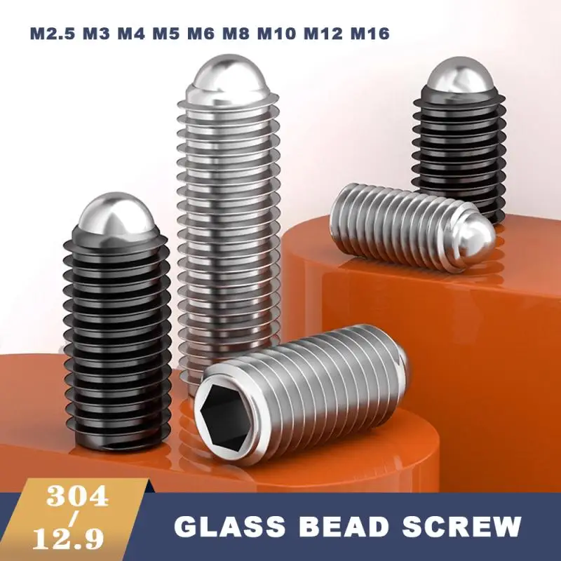 M2.5 M3 M4 M5 M6 M8 M10 M12 M16 304 Stainless/12.9 Steel Hex Socket Allen Spring Ball Plunger Grub Headless Bolt Point Set Screw