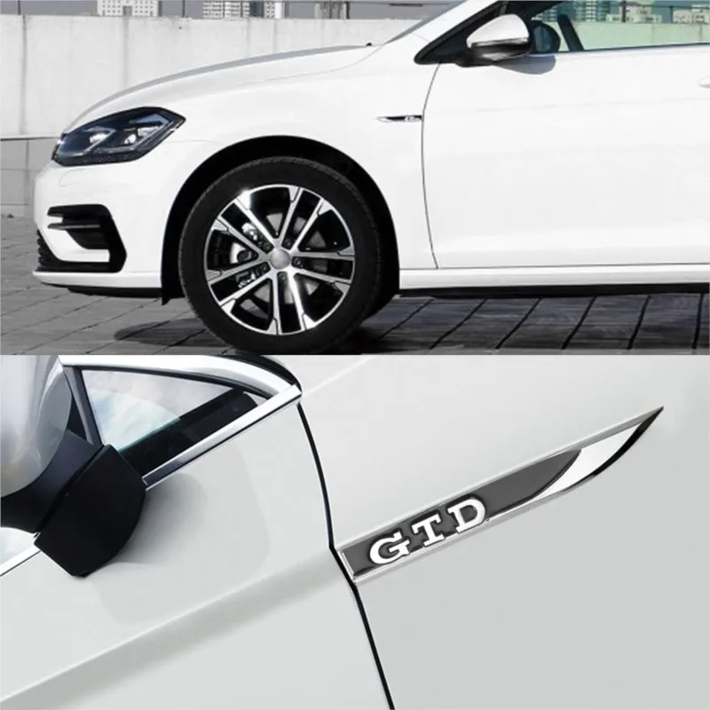 2PCS Car Fender Side Blade Emblem Sticker Auto Decorative Accessories For Volkswagen VW GTI GTD R Polo Passat Rline Tiguan Jetta