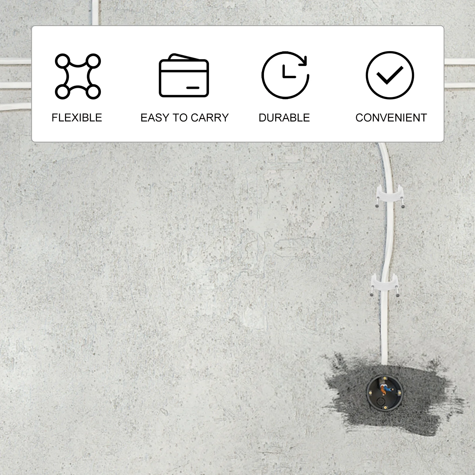 

25pcs 30Mm Round Double Nail Pvc Cable Clips White Durable Hammer-In Wall Mount For Led Usb Vga Network Wires Organizer Wire