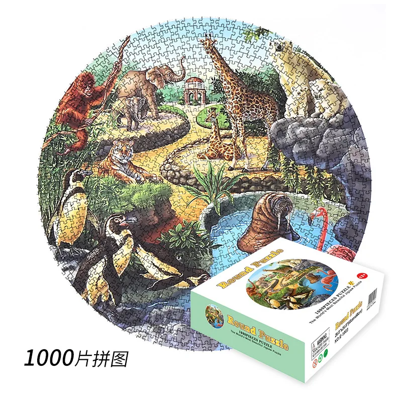 Paper 1000 Pieces Round Dinosaur Puzzle Toy for Adults Games to Play in Family Difficult Puzzles for Adults Christmas Gift P461