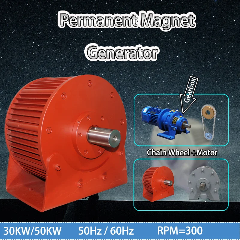 Household New Energy Low Speed 30KW 50KW 96V to 400V Gearless Permanent Magnet Generator AC Generator Wind Turbine Water Turbine