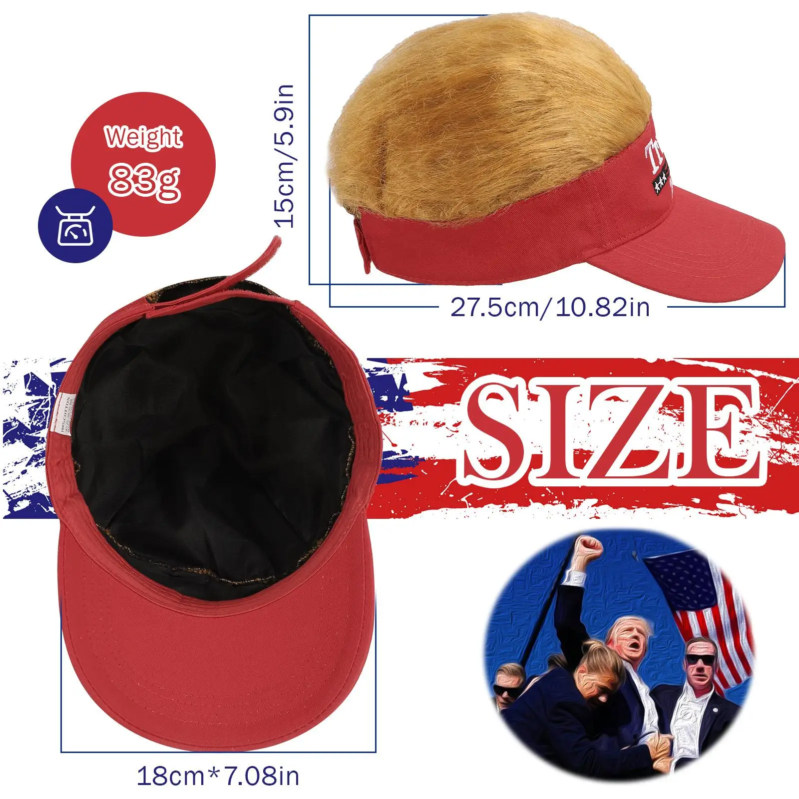 Presidente Baseball 2024 Presidente Parrucca Cappello Cotone Ricamato Basso Non Costruito Baseball Regolabile per Uomo Donna