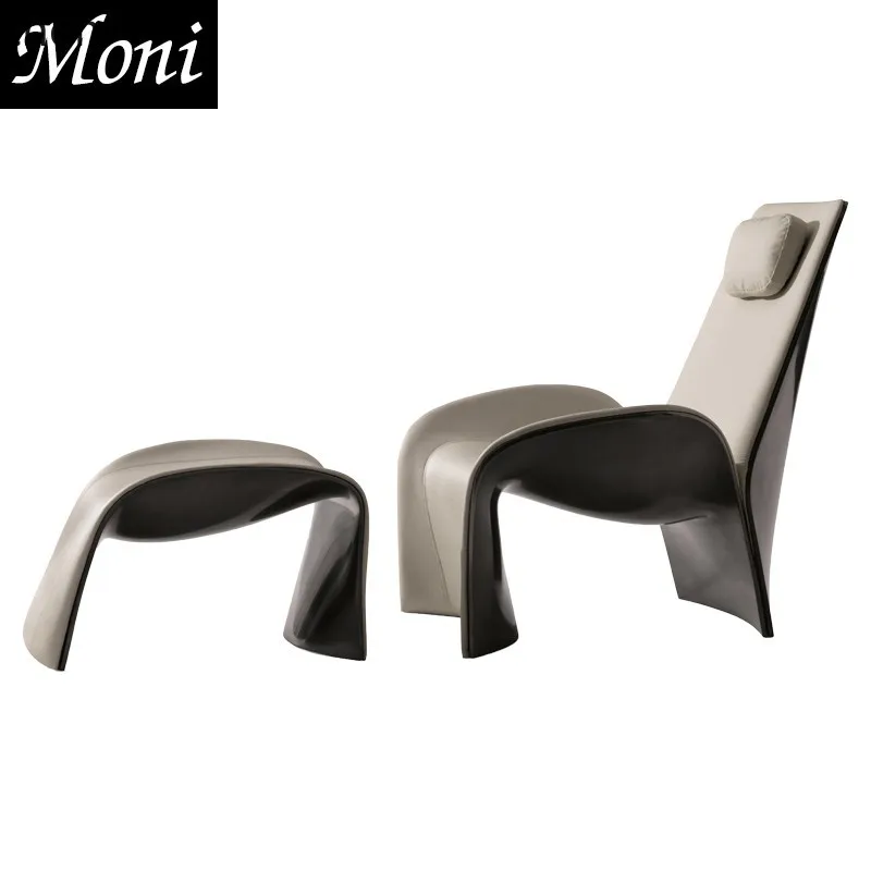 

WL simple recliner creative fiberglass special-shaped black H-shaped casual armrest single sofa chair