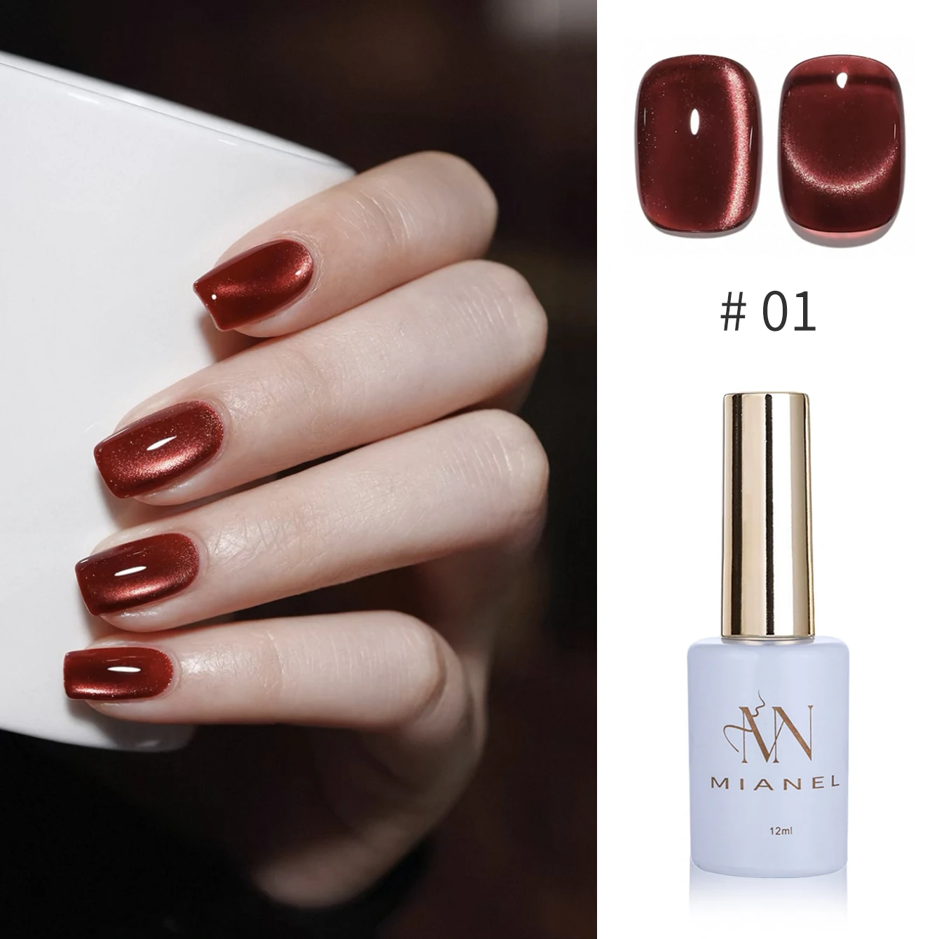 12ML 1PCS Rot Edelstein Glas Perle Mondlicht Katze Auge Gel Nagellack Herbst Bleaching Nagel Kleber UV licht Nägel Nagel Kunst