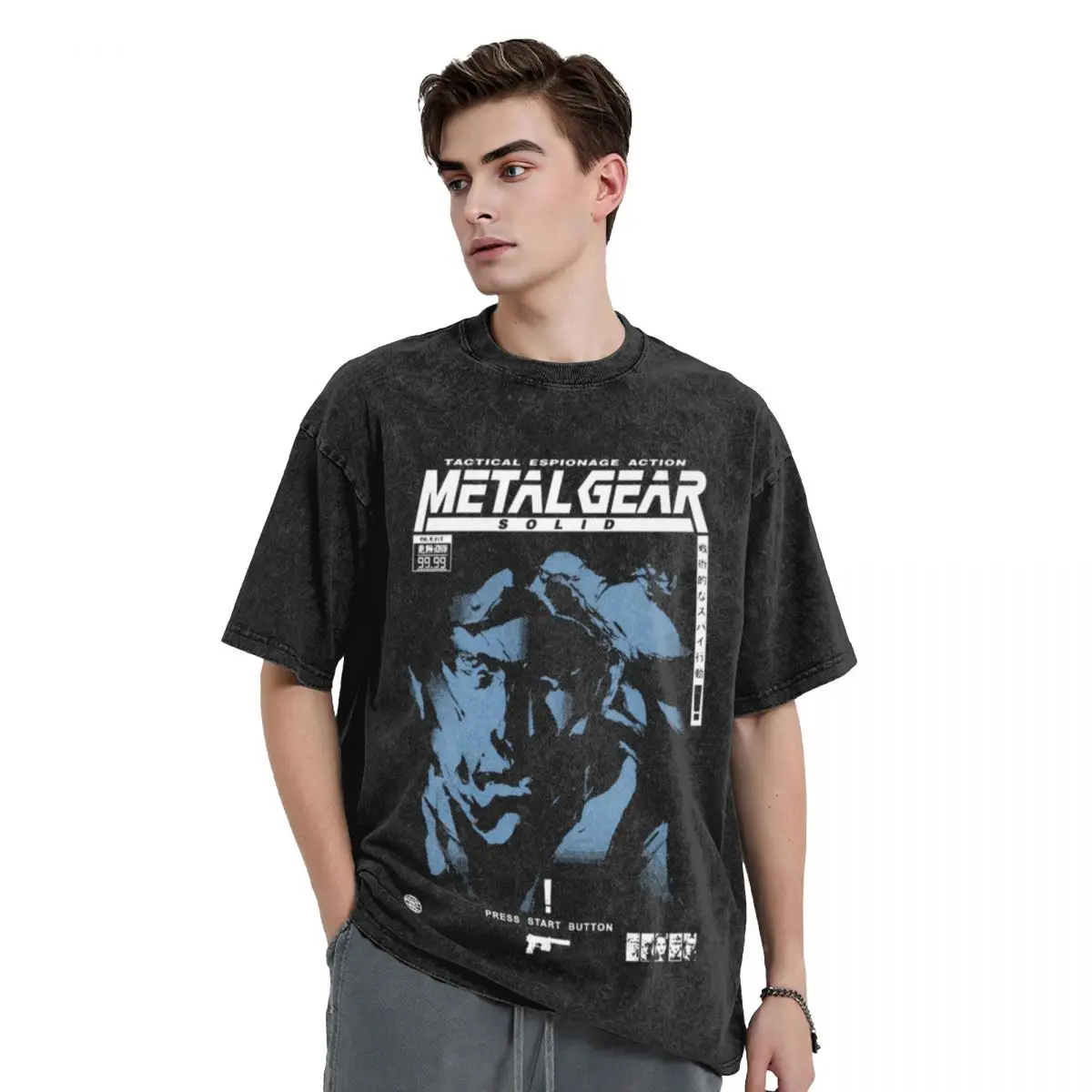 METAL GEAR SOLID Solid Snake Metal Gear T-Shirt rapper graphic tees anime tshirt customizeds anime figures mens clothing