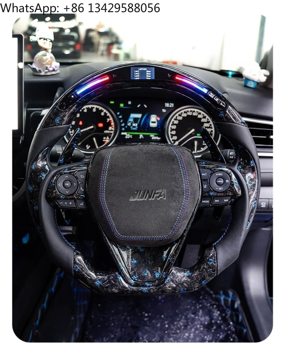 

Customized Forged Carbon Fiber LED Steering Wheel Sporty Automotive Interior Leather For For Toyota Camry Supra Model