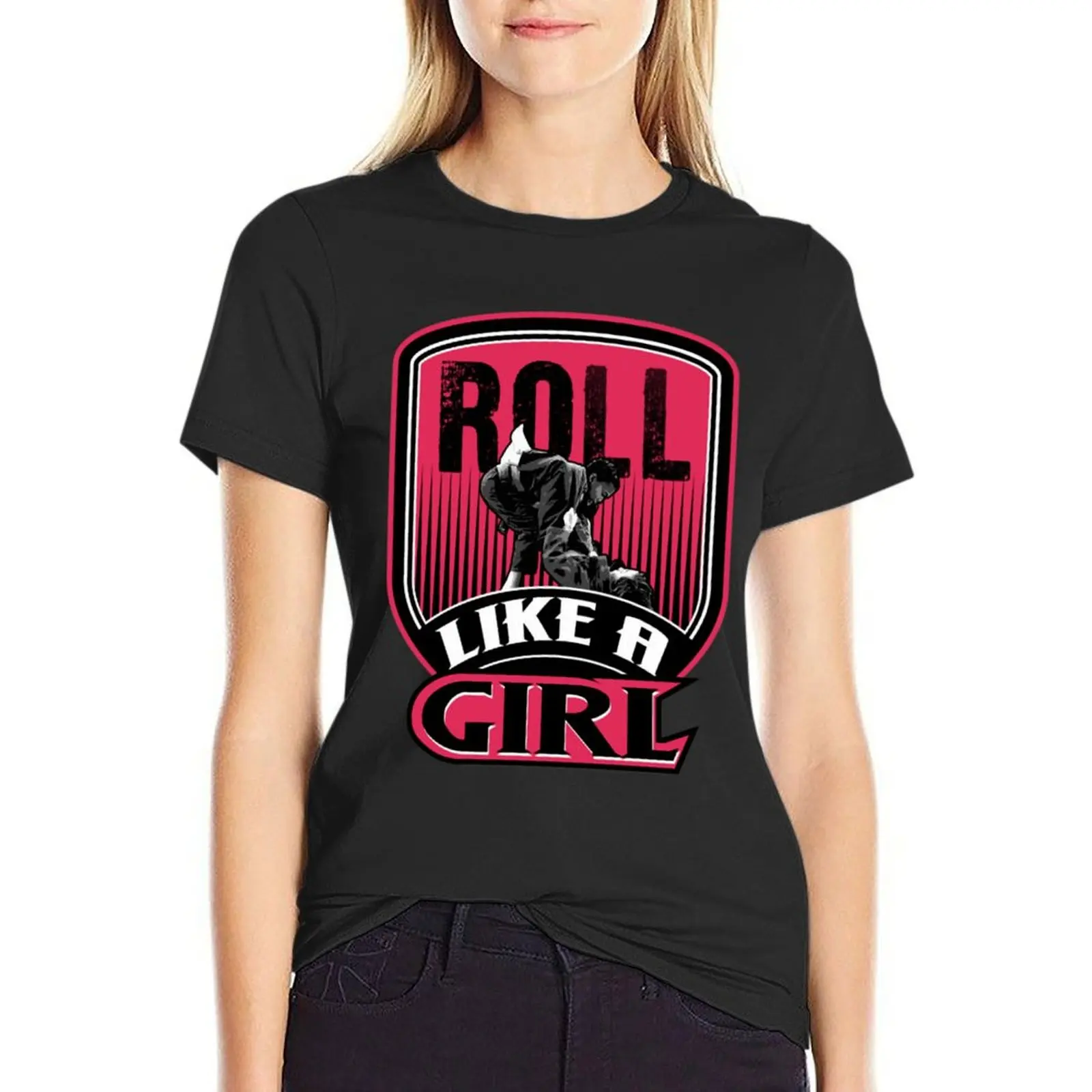 

Roll Like a Girl brazilian T-Shirt Short sleeve tee cute tops sublime oversized t-shirts for Women graphic tees funny