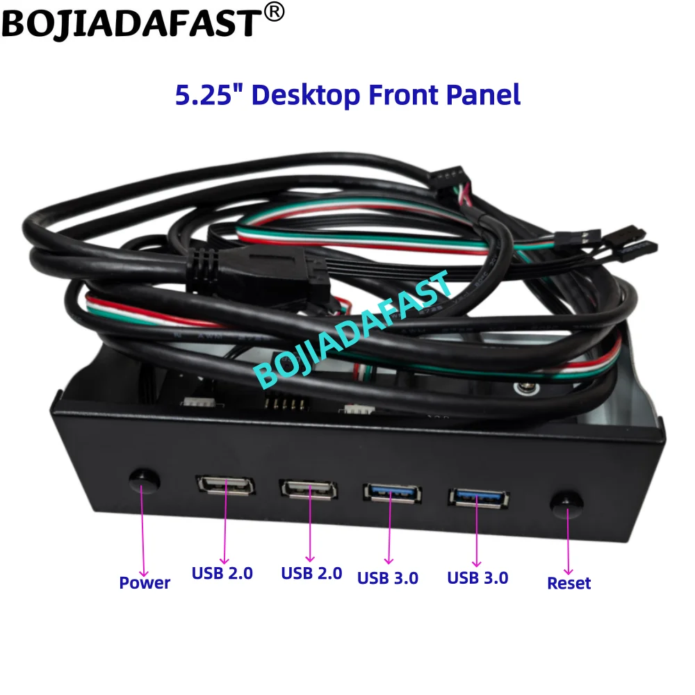 

5.25" Desktop Front Panel With 2 * USB 3.0 + 2 * USB 2.0 Type-A Connector + Power & Reset Button For PC Computer Case
