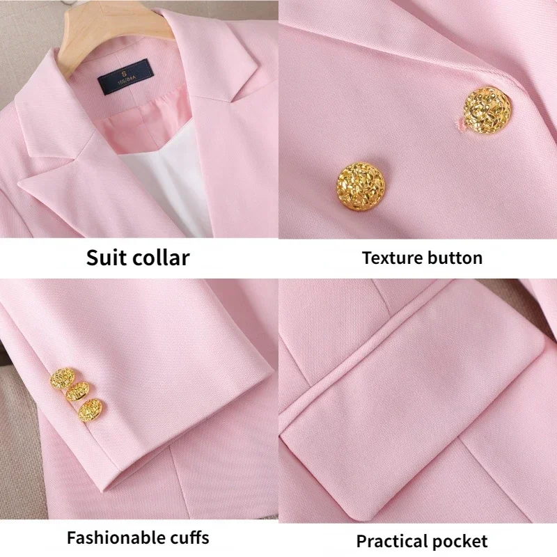 High Waisted Blazer and Trousers Suit, Fashionable Warm Suit for Holiday, Office Blazer, 2PCs per Set