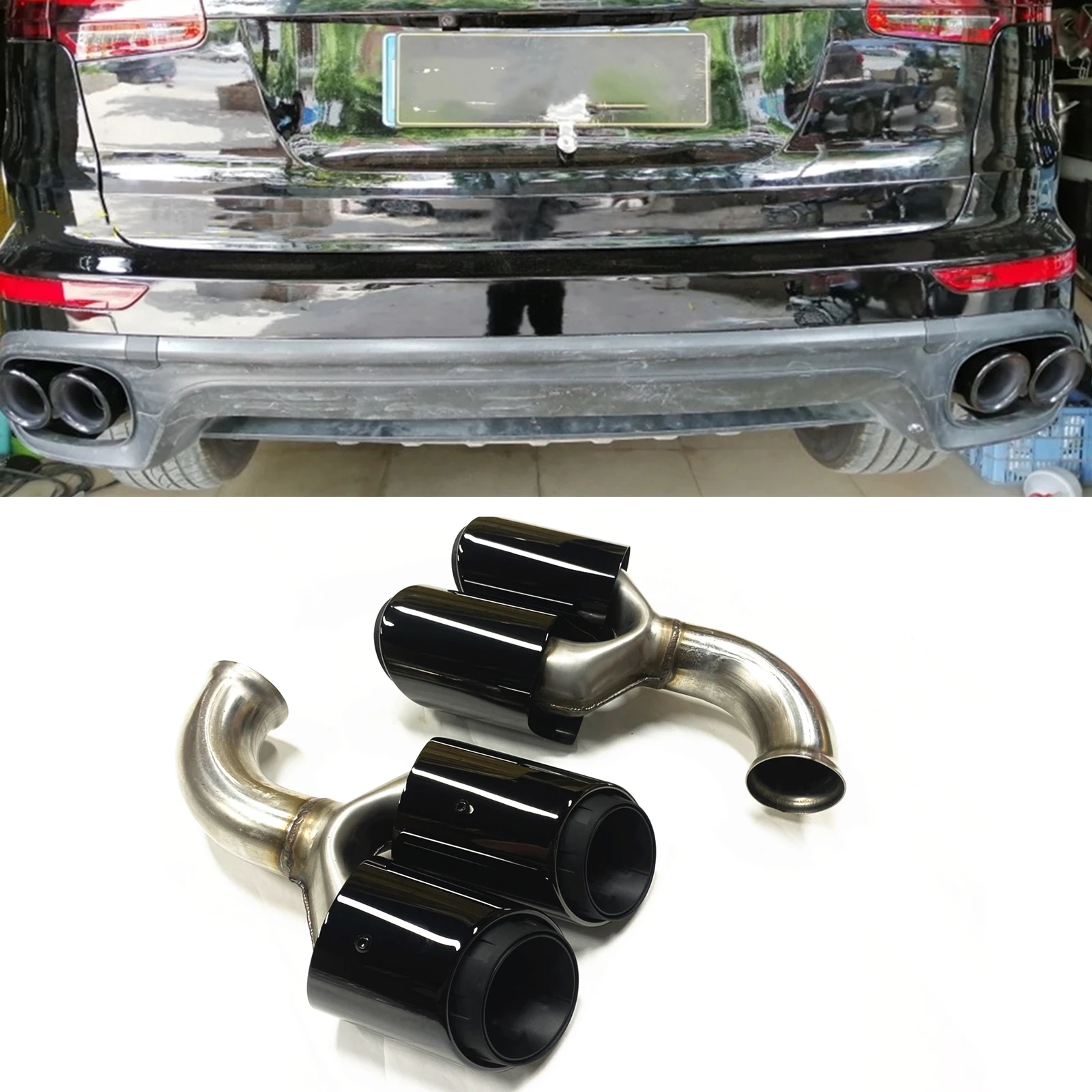 Rear Exhaust Muffler Pipe Quad Tips Car Round Hole Tail Air Outlet Vent Tailpipe For Porsche Cayenne V8 2011-2014