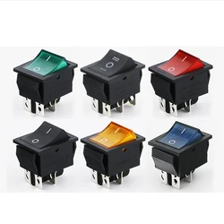 KCD7 16A 250VAC Rocker Switch 20A 125VAC DPST ON OFF Latching 12V 220V Red Green Blue Black Yellow LED Illuminated