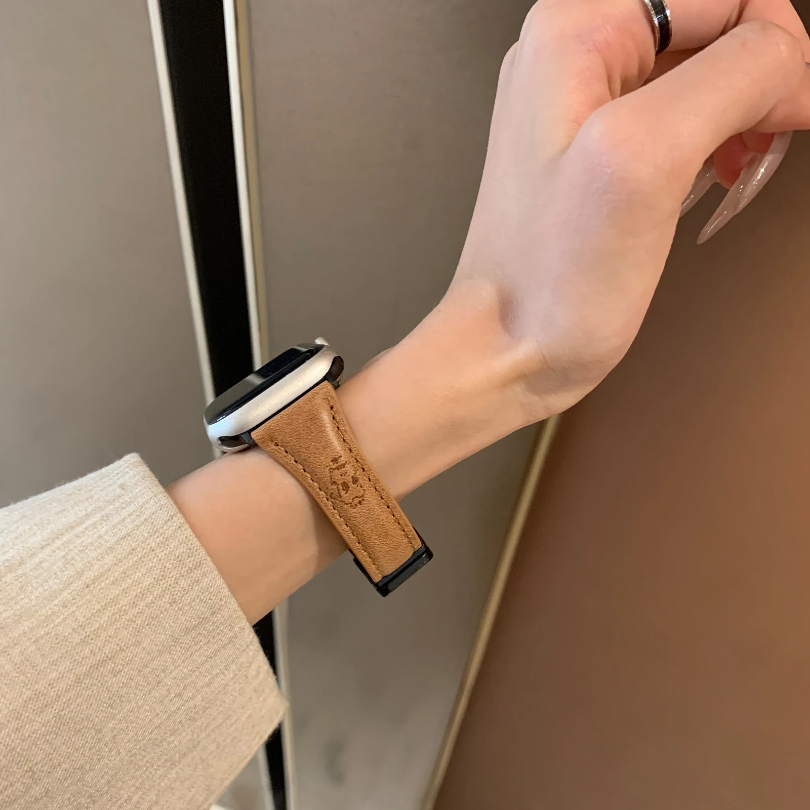 Bracelet en cuir pour Apple Watch, Bracelet chat mignon, Bracelet JOwith Iwatch98765SE Ultra40, 41mm, 44mm, 45mm, Structure magnétique pour femme