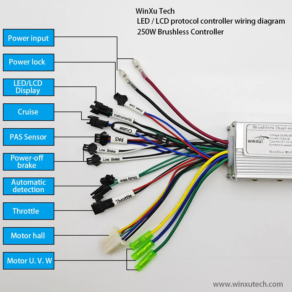 24V 36V 48V 250W 350W Brushless Motor Driver Universal Controller S810 LED Display Panel Kit for E-bike Repair Conversion